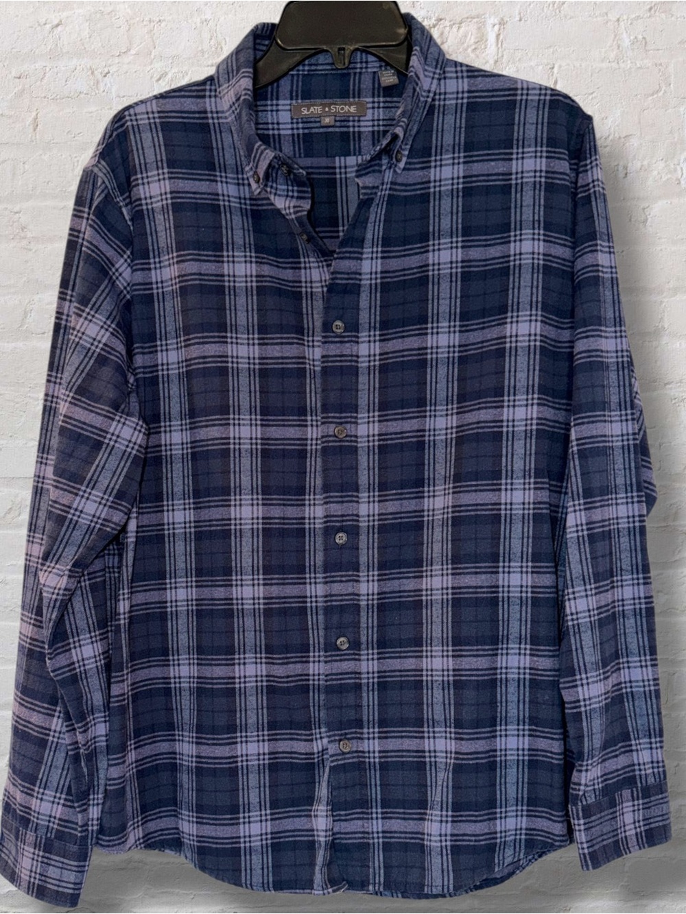 Slate & Stone Plaid Shirt Men’s XL Navy Slim Fit Flannel Button Down